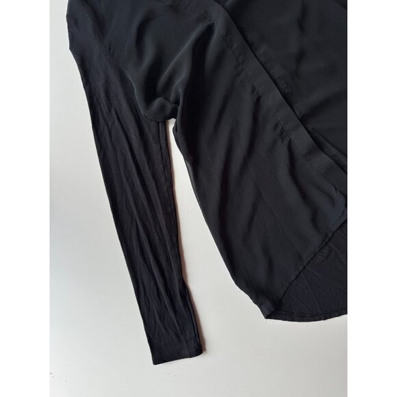INTIMISSIMI Black Sheer Chiffon Jersey Long Sleevve Button Up Shirt, Size M - Picture 8 of 12